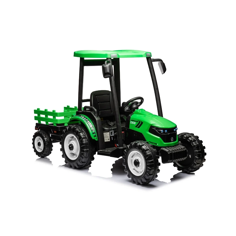 Streamdale Electric Pedal Tractor with Loader, Digger, and Trailer (Green)