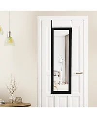 Sugift Lockable Wall Door Mounted Mirror Jewelry Cabinet with Led Lights