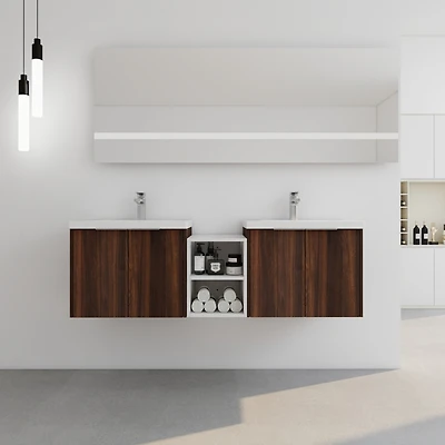 Eco-Friendly 60" Bathroom Vanity with Soft-Close Doors and Ample Storage