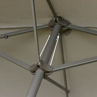 Patio Umbrella 15' Steel Rectangular Outdoor Double Sided Market with base, Sun Protection & Easy Crank for Deck Pool Patio, Dark Gray