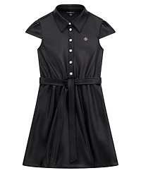Guess Big Girls Leather Short Sleeve Dress with Belt