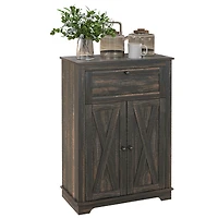 Farmhouse Barn Door Accent Cabinet, Kitchen Sideboard Storage Cabinet with Double Doors, Drawer, and Adjustable Shelf for Bedroom, Living Room