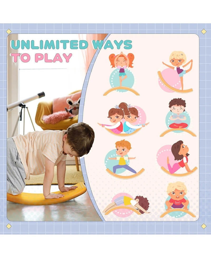 Streamdale Furniture Kids 32" Balance Board, Wobble Board for Kids / Toddlers, Curvy Rocker Board, Preschool Learning Montessori Waldorf Toy for Ages