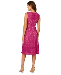 Adrianna Papell Women's Sleeveless Lace Midi Dress