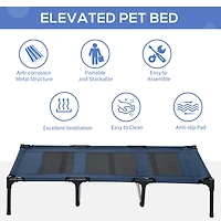 48" x 36" Breathable Elevated Dog Bed Portable Pet Cot, Raised Pet Bed w/ Carry Bag Metal Frame Breathable Mesh Indoor and Outdoor Dark Blue