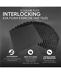 Everyday Essentials BalanceFrom Fitness 72 Sq Ft Interlocking Eva Foam Exercise Mat Tiles, Black