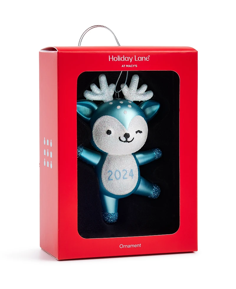 Holiday Lane Baby's First Blue Glass Deer Ornament, Exclusively at Macy's