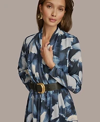 Donna Karan New York Women's Printed Belted A-Line Dress