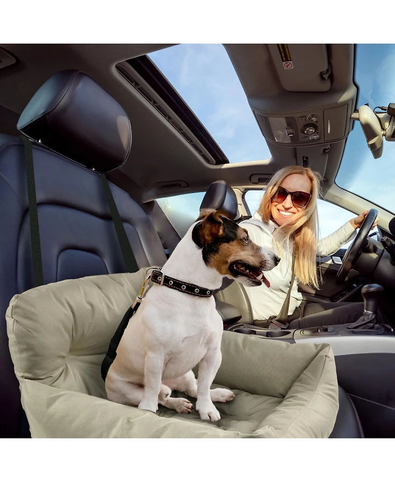 Co-Pilot Dog Beds for Cars, Booster Safety Car Seats for Small Dogs, Travel Pet Bed, Seat Belt Compatible