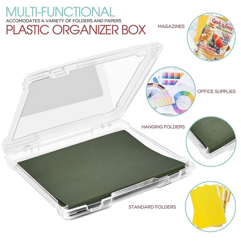 Sorbus Single-Piece Thin Hanging File Organizer Bin Clear Plastic Stackable for Document Storage