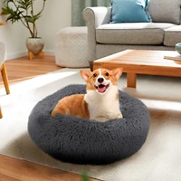 Details Calming Dog and Cat Bed, Soft Round Donut Bed for Pets, Super Lux