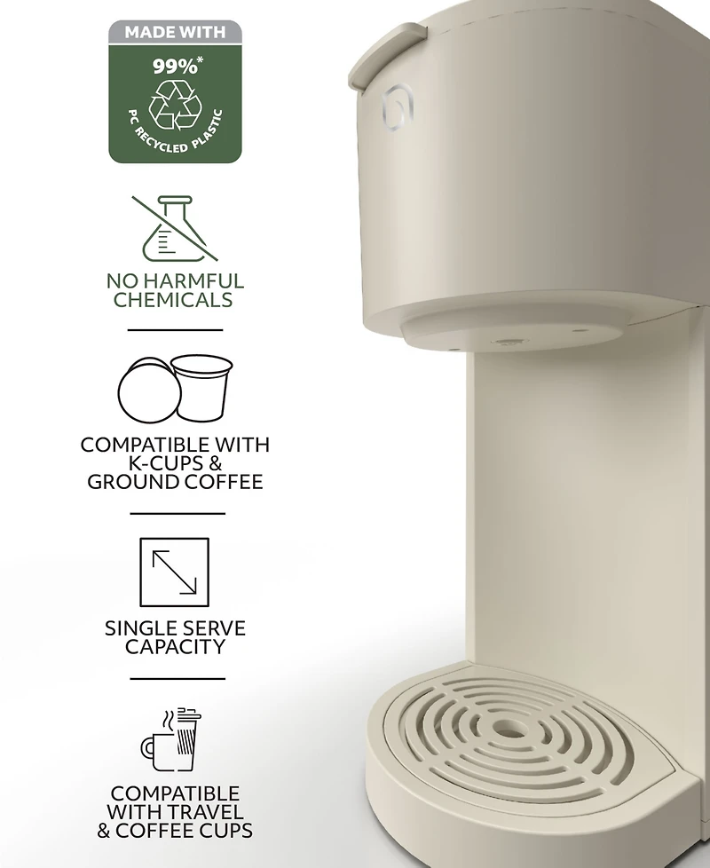 Willow Kitchen Compact Single Serve Coffee Maker - Compatible with K-Cup Pods Ground