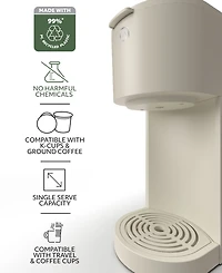 Willow Kitchen Compact Single Serve Coffee Maker - Compatible with K-Cup Pods Ground