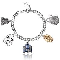 Star Wars Two-Tone Charm Bracelet - Stormtrooper, R2-D2, C-3PO Collectible Jewelry