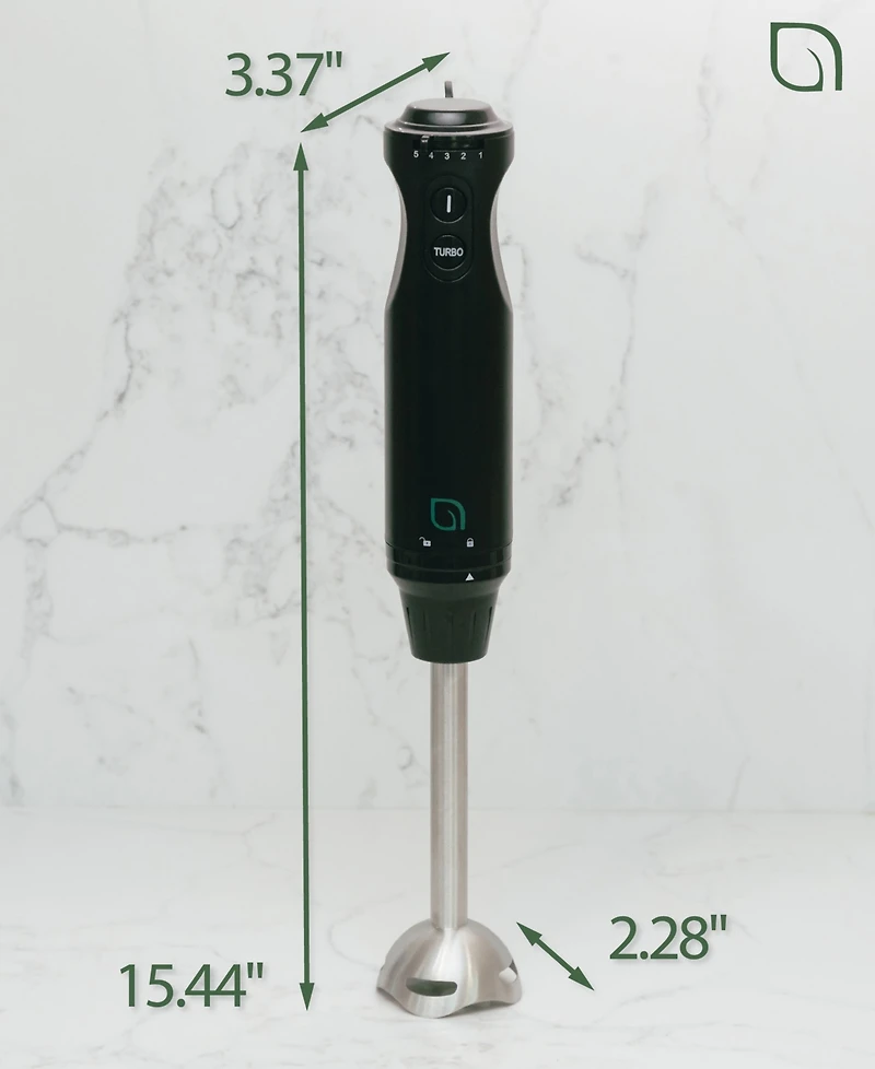 Willow Kitchen 5-Speed Immersion Hand Blender with Turbo Mode - Powerful Blending for Smoothies, Soups, and Baby Food