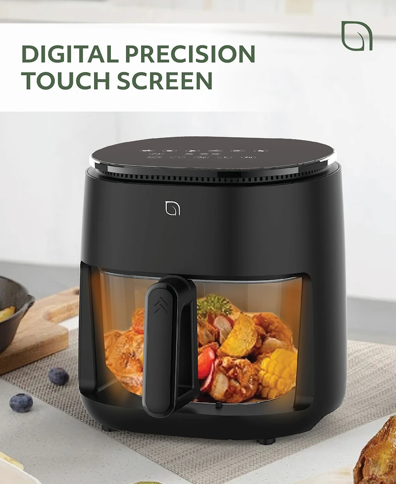 Willow Kitchen 5QT Digital Glass Air Fryer - Self-Cleaning, Digital Touch Screen, Healthier Frying, Watch Your Food Cook