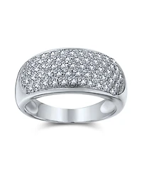 Bling Jewelry Micro Pave Aaa Cubic Zirconia Cocktail Anniversary Wide Cz Pave Anniversary Statement 1/2 Eternity Dome Wedding Band Ring For Women .925