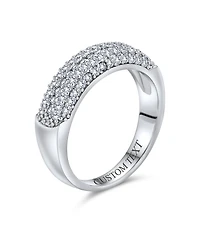 Bling Jewelry Micro Pave Cocktail Cz Statement 1/2 Eternity Band Ring Rose Gold Plated .925 Sterling Silver