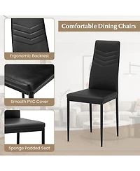 Gymax Modern Rectangular Kitchen Table Set w/ 4 Pvc Leather Dining Chairs Black