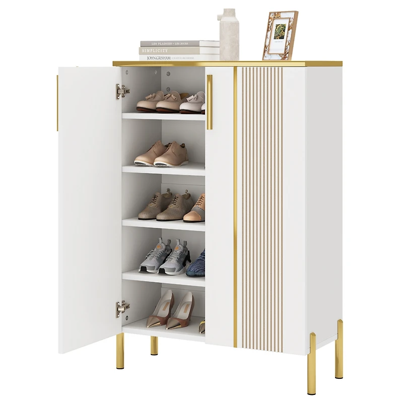 Tribesigns Shoe Cabinet with Doors, 6-Tier Shoe Storage Cabinet with Adjustable Shelves, Wooden Shoes Rack Shoe Storage Organizer