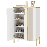 Tribesigns Shoe Cabinet with Doors, 6-Tier Shoe Storage Cabinet with Adjustable Shelves, Wooden Shoes Rack Shoe Storage Organizer