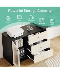 Tribesigns L Shaped Computer Desk with Drawers, Modern Corner Home Office Reversible Storage Cabinet, Long Study Writing Workstation
