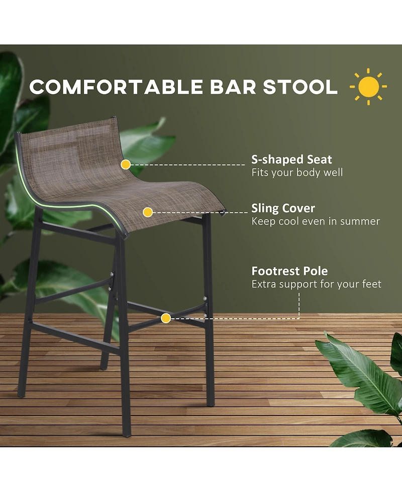 3 Piece Bar Height Outdoor Bistro Set for 2, Round Patio Pub Table 2 Bar Chairs with Comfortable Design & Strong Build, Tan