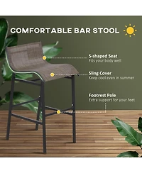 3 Piece Bar Height Outdoor Bistro Set for 2, Round Patio Pub Table 2 Bar Chairs with Comfortable Design & Strong Build, Tan