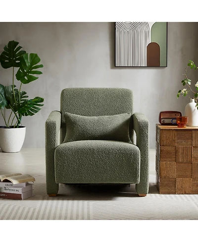 Simplie Fun Mirod Sleek Right-Angle Armrests, Ergonomic Lumbar Support, Square Wooden Block Legs, Inclined Seat for Comfort, Artistic Statement Piece