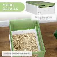Fully Enclosed Cat Litter Box with Scoop, Hooded Cat Litter House with Drawer Type Tray, Foldable Smell Proof Cat Potty with Front Entry, Top Exit, La