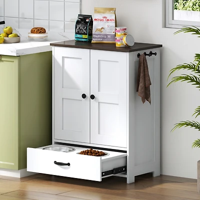 Streamdale Dog Food Storage Cabinet and Feeding Station (White)