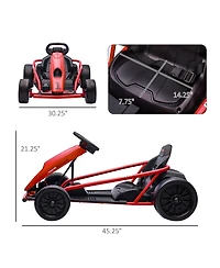24V 8.1 Mph Electric Go Kart, Drifting Car Battery Powered Ride on Toy Outdoor with Slow Start, Music, Horn Honking and Safety Belt, for 8-12 Years Ol
