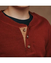Hope & Henry Boys Organic Long Sleeve Henley Pullover Sweater with Elbow Patches