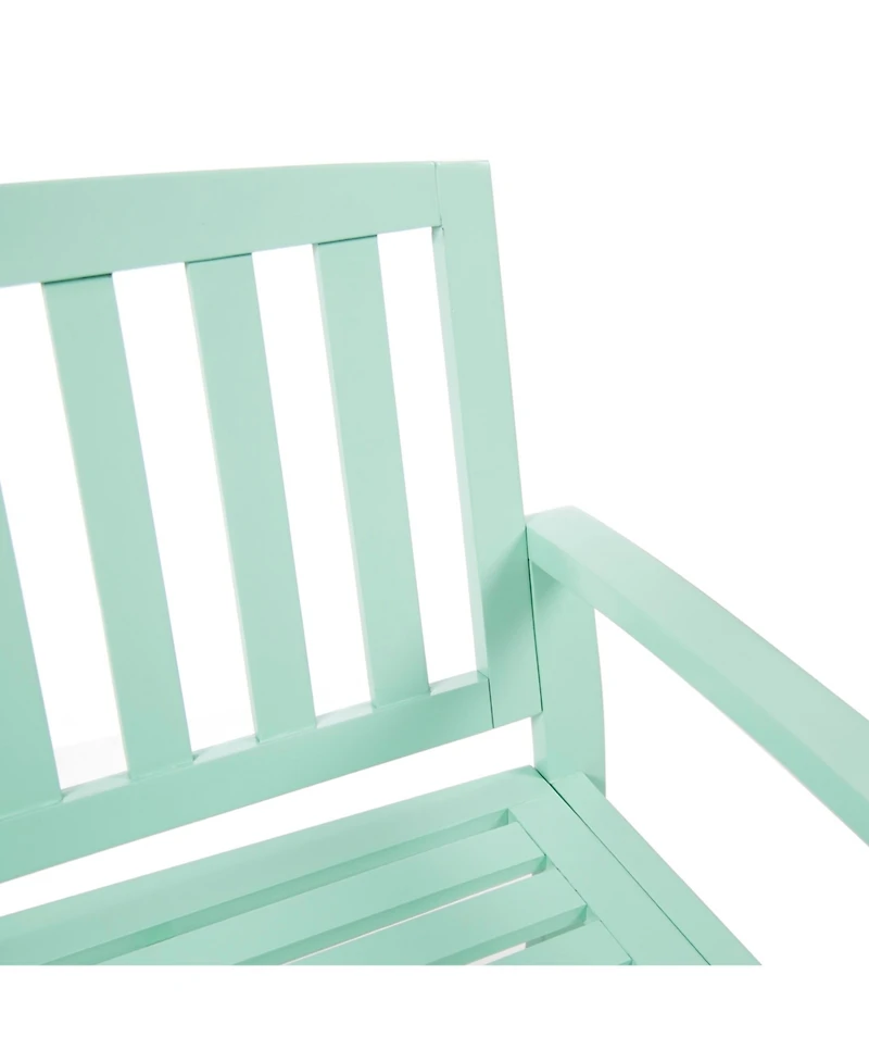 Farmhouse-Style Acacia Wood Bench In Light Mint