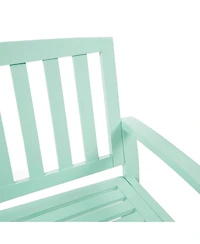 Farmhouse-Style Acacia Wood Bench In Light Mint
