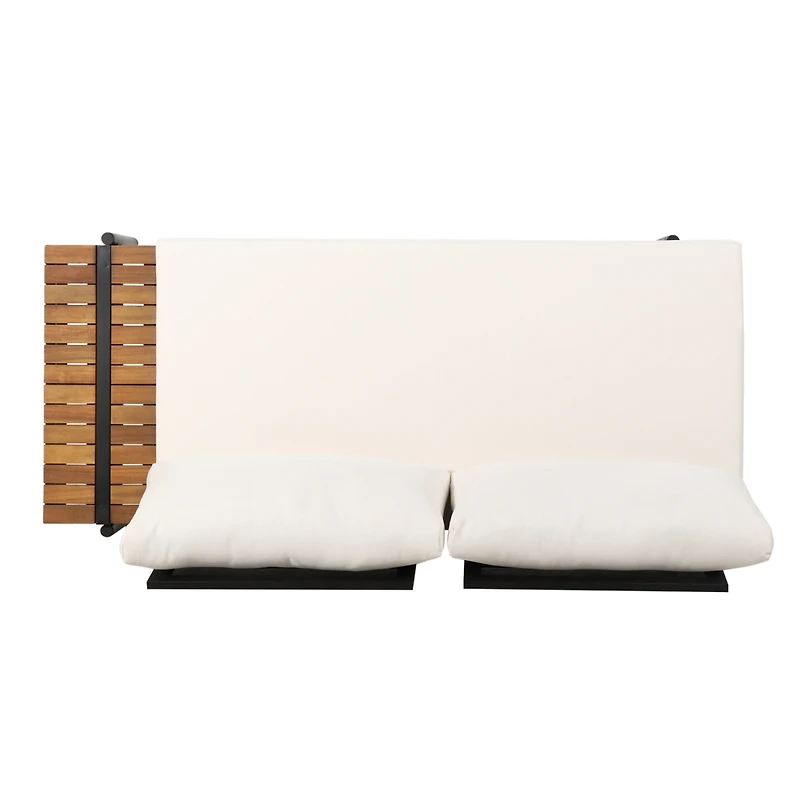 Theo 2-Seater Sofa: Acacia Wood, Water-Resistant Cushions, Iron Frame