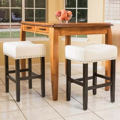 Streamdale Furniture 26-Inch Backless Ivory Leather Counter Stool (Set Of 2)