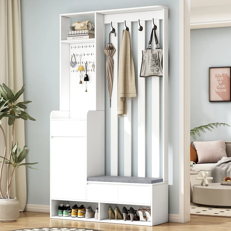 Streamdale Multifunctional Hallway Storage with Bench and Hooks