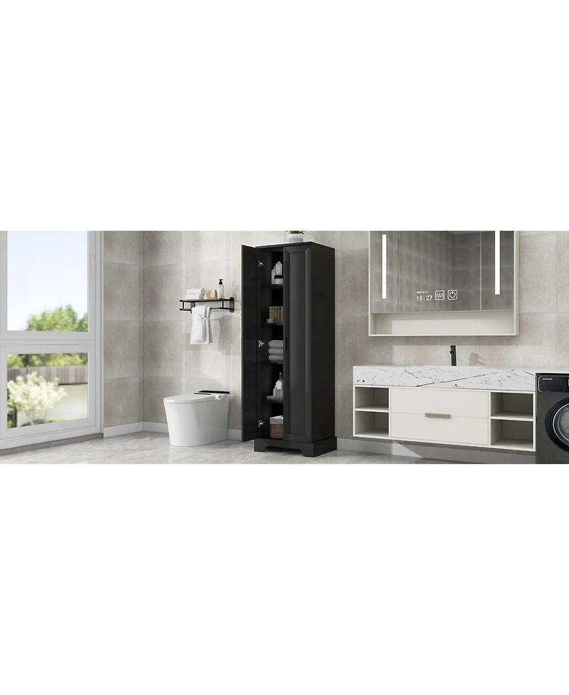 Storage Cabinet with Two Doors for Bathroom, Office, Adjustable Shelf, Mdf