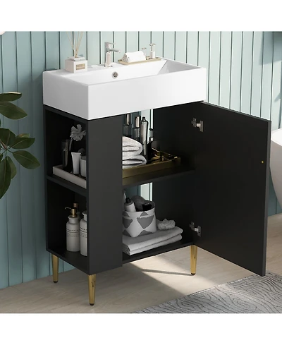 Streamdale 21.6" Black Vanity with Sink and Left Storage