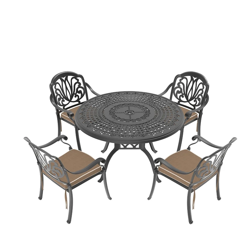 Streamdale 5-Piece Cast Aluminum Patio Set with Cushions