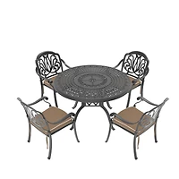 Streamdale 5-Piece Cast Aluminum Patio Set with Cushions