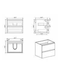 Streamdale Wall Mounted Vanity, White, 2-Drawer, Pre-Assembled