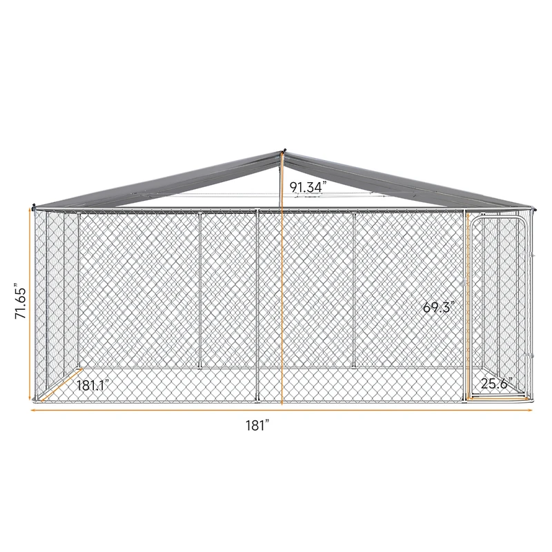 Dog Kennel Outdoor with Waterproof Canopy 181" 181" 71.65"