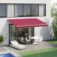 10' x 8' Retractable Awning, Patio Awnings, Sunshade Shelter w/ Manual Crank Handle, Uv & Water-Resistant Fabric and Aluminum Frame for Deck, Balcony,