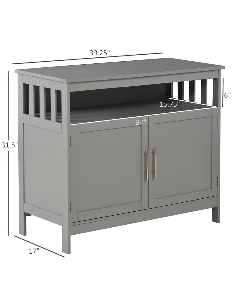Sideboard Buffet Cabinet, Modern Kitchen Cabinet, Coffee Bar Cabinet with 2-Level Shelf and Open Compartment, Grey