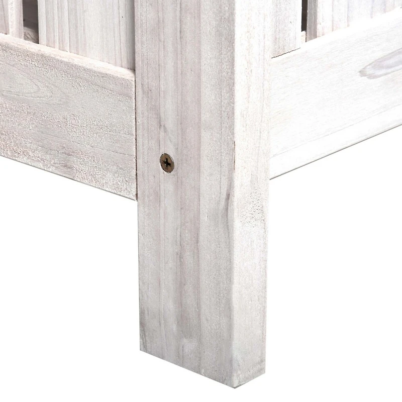Patio Wooden Bench with Storage Box, 29 Gallon Outdoor Storage Bench, Large Entryway Deck Box w/ Unique X-Shape Back, for Deck, Porch & Balcony, White