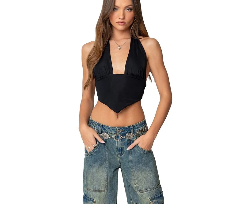 Edikted Open back triangle halter top