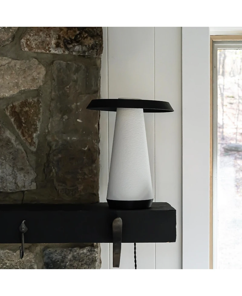 Jonathan Y Bruno 12.25" Mid-Century Minimalist Plant-Based Pla 3D Printed Dimmable Led Table Lamp, White/Black