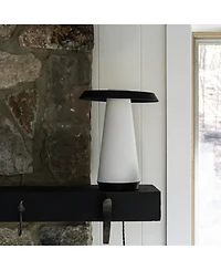 Jonathan Y Bruno 12.25" Mid-Century Minimalist Plant-Based Pla 3D Printed Dimmable Led Table Lamp, White/Black